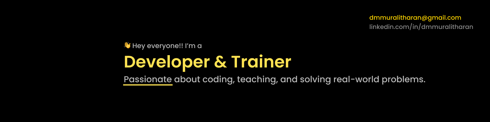 Muralitharan - Developer & Trainer banner